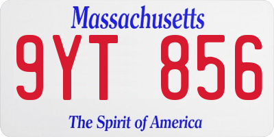 MA license plate 9YT856