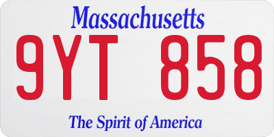 MA license plate 9YT858