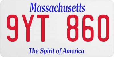 MA license plate 9YT860