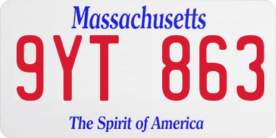 MA license plate 9YT863