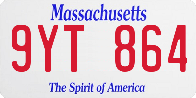 MA license plate 9YT864