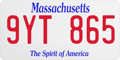 MA license plate 9YT865