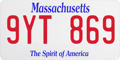 MA license plate 9YT869