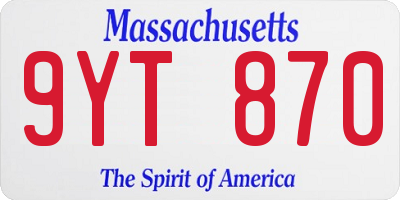 MA license plate 9YT870