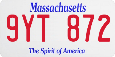 MA license plate 9YT872