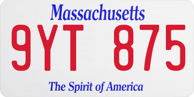 MA license plate 9YT875
