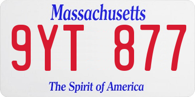 MA license plate 9YT877