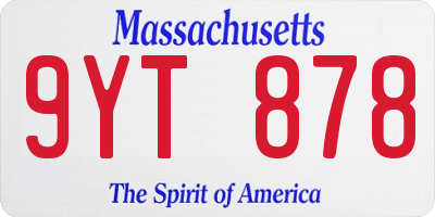 MA license plate 9YT878
