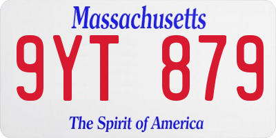 MA license plate 9YT879