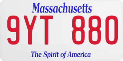 MA license plate 9YT880