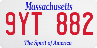 MA license plate 9YT882