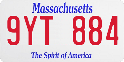 MA license plate 9YT884