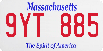 MA license plate 9YT885