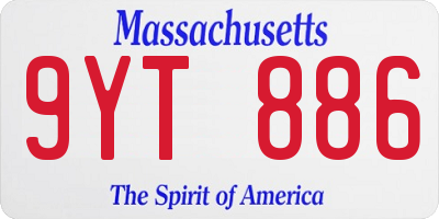 MA license plate 9YT886