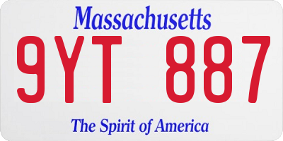 MA license plate 9YT887