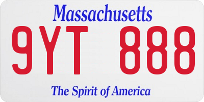 MA license plate 9YT888