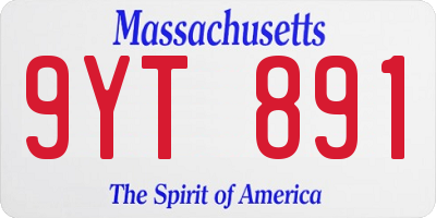 MA license plate 9YT891