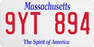 MA license plate 9YT894