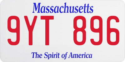 MA license plate 9YT896