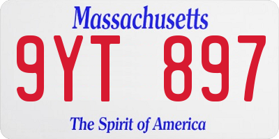 MA license plate 9YT897