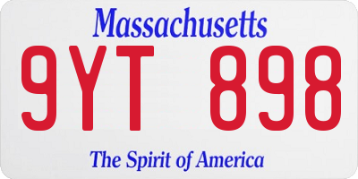 MA license plate 9YT898