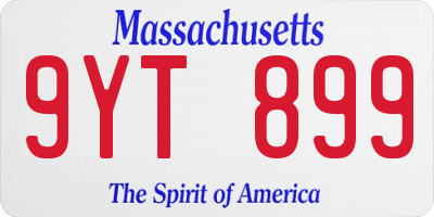 MA license plate 9YT899