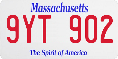 MA license plate 9YT902