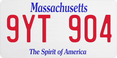 MA license plate 9YT904