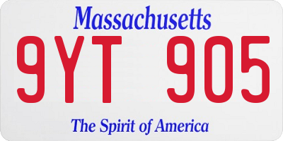 MA license plate 9YT905