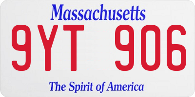 MA license plate 9YT906