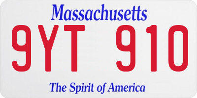 MA license plate 9YT910