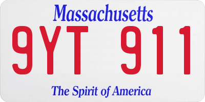 MA license plate 9YT911