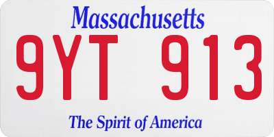 MA license plate 9YT913