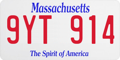 MA license plate 9YT914