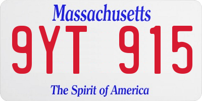 MA license plate 9YT915