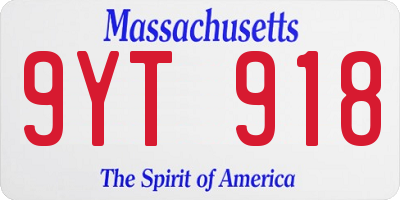 MA license plate 9YT918