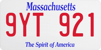 MA license plate 9YT921