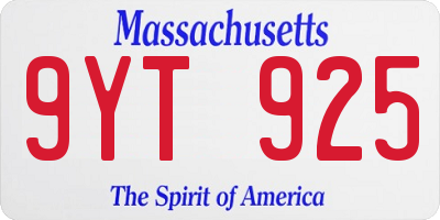 MA license plate 9YT925