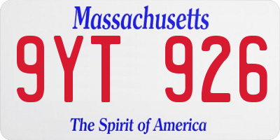 MA license plate 9YT926