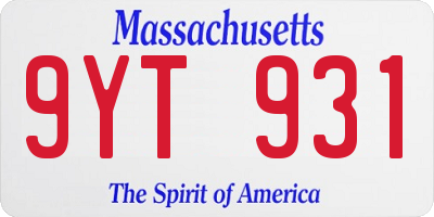 MA license plate 9YT931