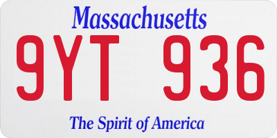 MA license plate 9YT936