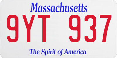 MA license plate 9YT937