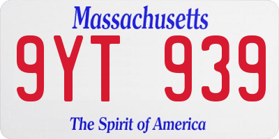 MA license plate 9YT939