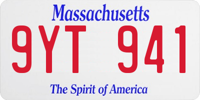 MA license plate 9YT941
