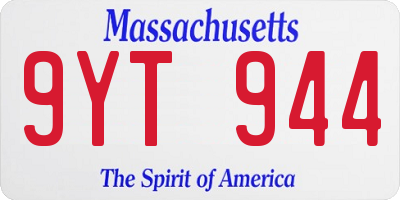 MA license plate 9YT944