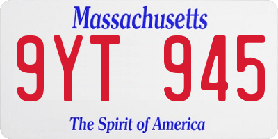 MA license plate 9YT945