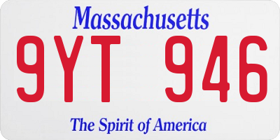 MA license plate 9YT946