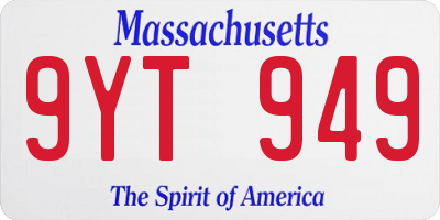 MA license plate 9YT949