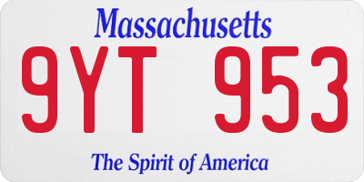 MA license plate 9YT953