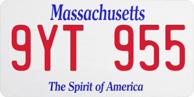 MA license plate 9YT955